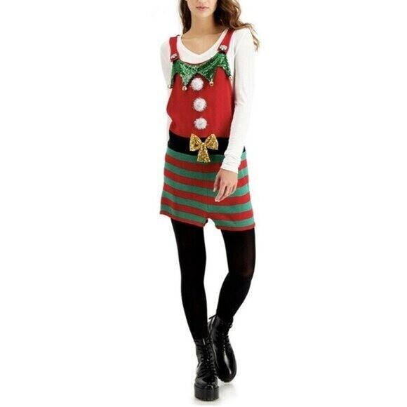 Hooked up juniors Santa costume multicolor romper Christmas A000366 - Picture 6 of 6